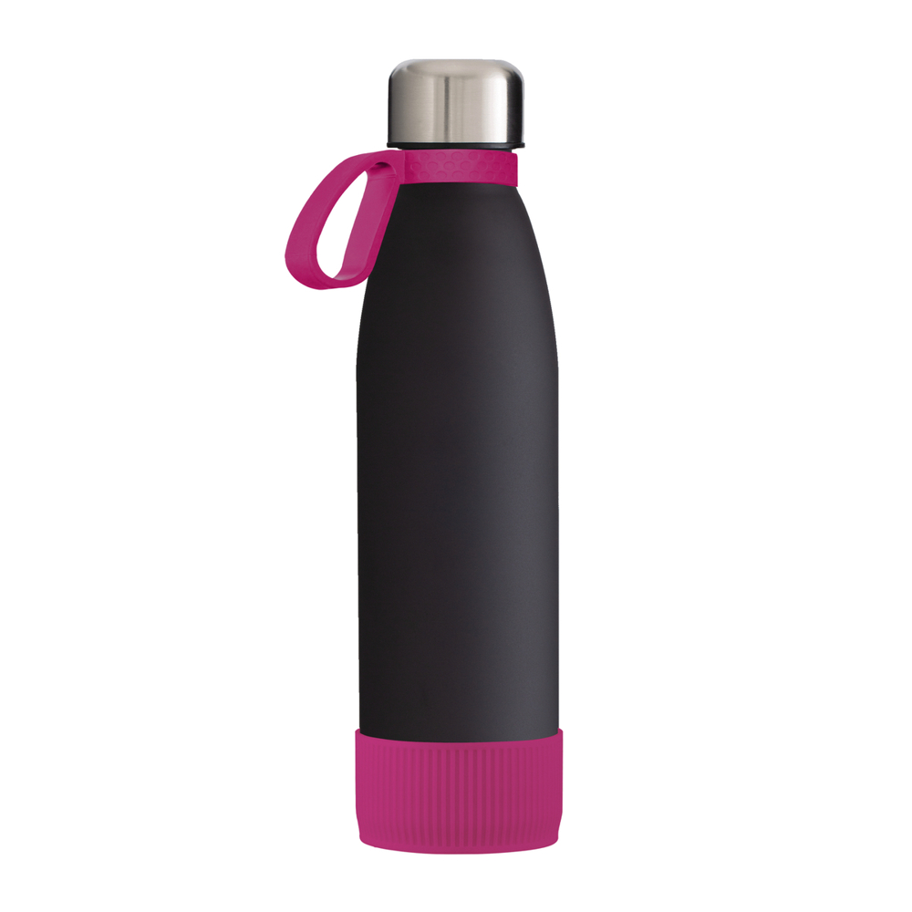 Fles RETUMBLER-myTOULON GLASS - magenta, zwart