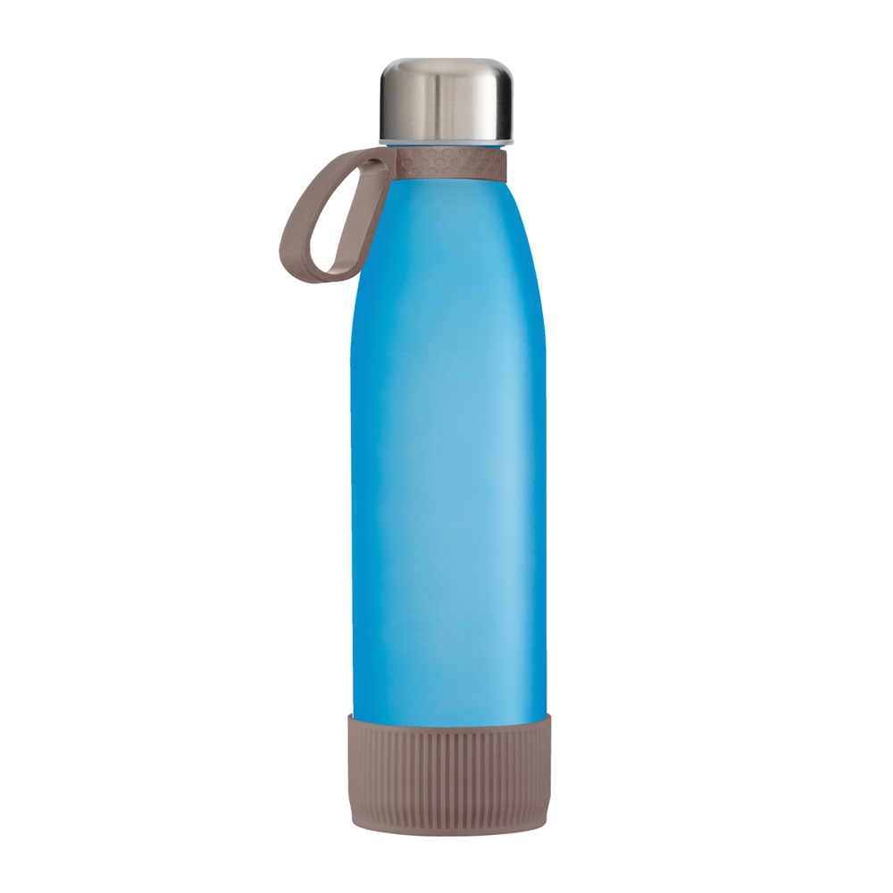 Fles RETUMBLER-myTOULON GLASS - bruin, zilver, cyaan